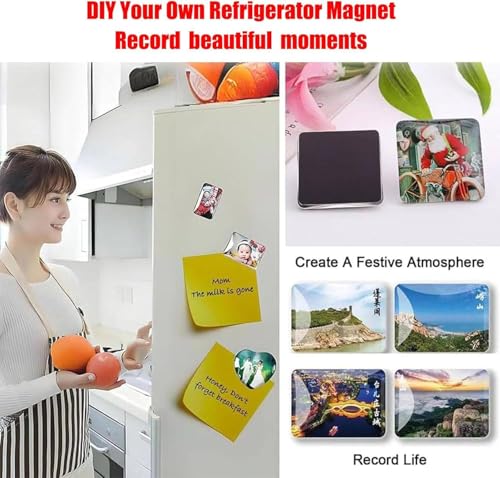 Fotomagnetmacher Maschine Verbrauchsmaterialien DIY Quadrat Foto Bild Magnet Knopf Presszubehör für Kühlschrankmagnete, 1000 Set