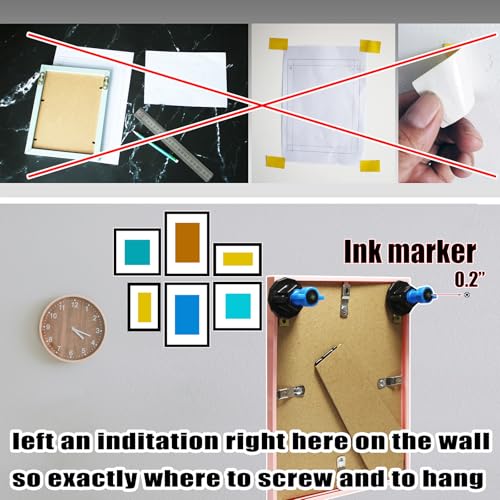 Image of Picture Hanging Marker, Frame Keyhole Hanger with Level and Spacing Ruler | Easy Frame Hanging and Leveling Tool, Device to Hang Pictures Evenly Mark Locations Tool (Ink Stamp)