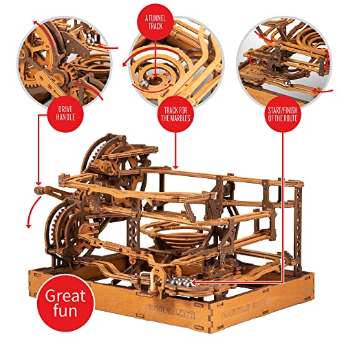 Wooden.city Wooden Marble Run Kit - Marble Run Wood Model Kits To Build For Adults - Marble Run Wooden 3D Puzzles For Adults - Wood Marble Run 3D Wooden Models For Adults To Build - Diy Marble Maze #TOP1