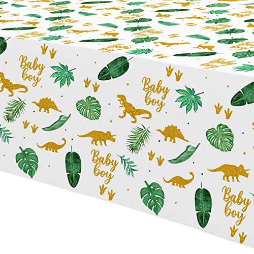 Hipvvild Jungle Theme Dinosaur Baby Shower Decorations Tablecloth For Boy - Safari Baby Shower Party Supplies Table Cover, Dinosaur Theme Baby Boy Table Cloth Decorations - 3 Pack (54In X 108In) #TOP3