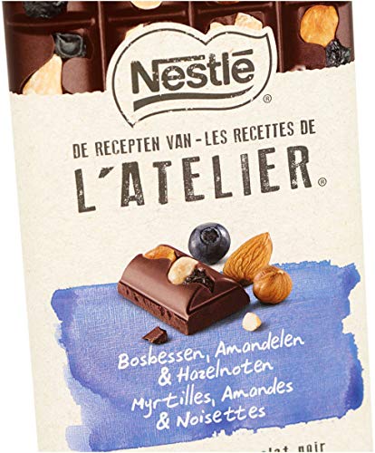 Nestlé L'Atelier Pure Chocolade Reep Bosbes Hazelnoot Amandel - voordeelverpakking - doos met 10 chocoladerepen - Afbeelding 3
