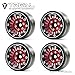TREAL SCX24 1.0'' Beadlock Wheels (4-Pack) - Type C Red Alloy Wheels for 1/24 Micro RC SCX24 Bronco, Gladiator, C10, Deadbolt