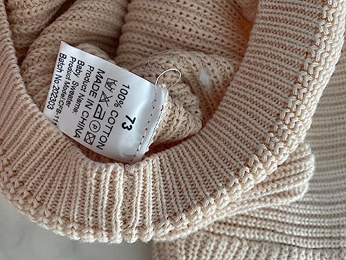 YINGISFITM Toddler Baby Girl Boy Chunky Knit Sweater Long Sleeve Oversized Crewneck Sweatshirt Fall Winter Clothes for Kids (Cream, 6-12 Months)