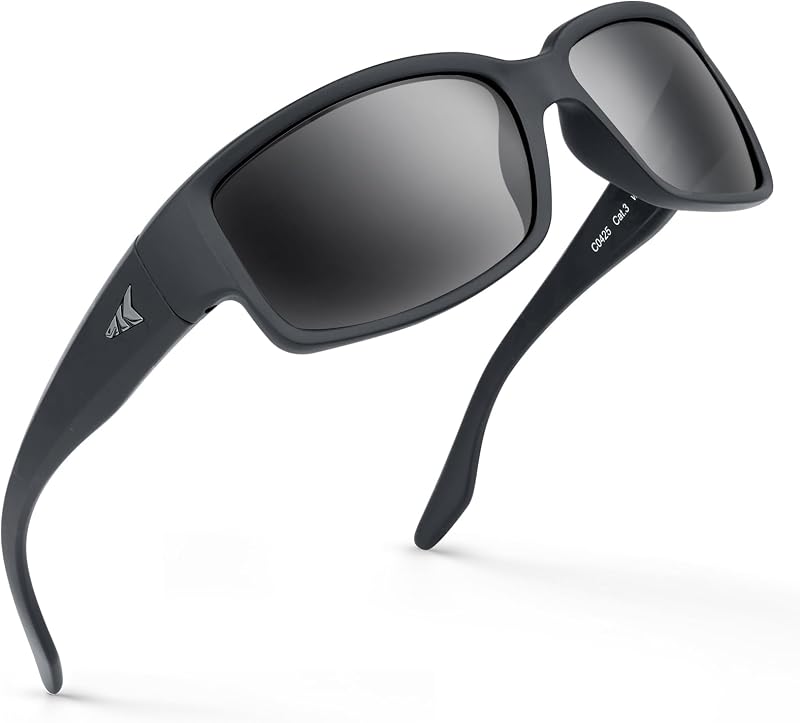 lentes de sol zapatillas polarizadas KastKing Skidaway para hombre y mujer, diseño envolvente | Repelente de agua y sal PuriVex, protección UV, ligero, ideal para conducir, pescar, montar en bicicleta, correr, funda y bolsa