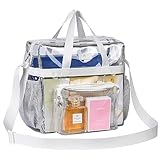 MAY TREE Clear Bag for Stadium Events 12×6×12 Clear Tote Lunch Bag with Reinforced Straps for Work and Sporting Events, White