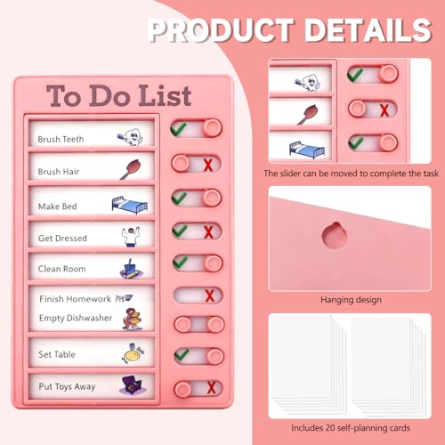 Euablfo 4 Stück To Do Liste Kinder,Checklist Boards,To Do List Memo To Do Planner,10x12 cm Aufgabenplaner mit 20 austauschbaren Blättern,als Routine Planer für zur Lernplanung und Zeitmanagement