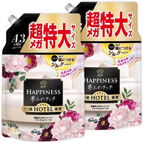 【まとめ買い】[大容量] レノア ハピネス 夢ふわタッチ 柔軟剤 ヴェルベットブロッサム&フローラル 詰め替え 1,620mL×2袋のサムネイル