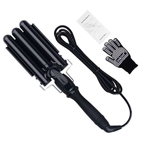 inkint Hair Curling Wand Three Barrel Curling Iron with LCD Temperature Display Best Hair Waver for All Hair Types 25mm