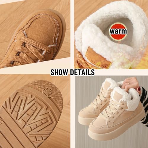 Women's Faux Fur Snow Boots Ankle Winter Shoes - Plush Warm Y2K Aesthetic Cute Fuzzy 1.5-inch Platform 5