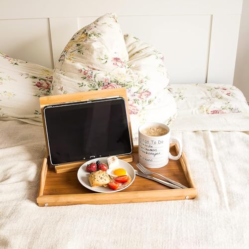 Miniatura 2 de Uboon Bandeja De Desayuno De Bambú Con Patas Plegables Y Borde Alto: Doble Función, Mesa Versátil De Bambú Para Servir Y Más
