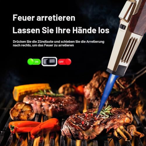 JETPRO Butan-Taschenlampe Feuerzeug Einhandbedienung Feuerzeug mit verstellbarer Strahlflamme Küche Kochfackel (Butangas nicht enthalten) (… – Ansicht 3