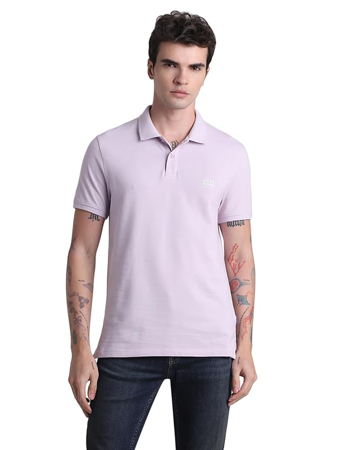 Jack&Jones Men's Cotton Logo Print Slim Fit Polo