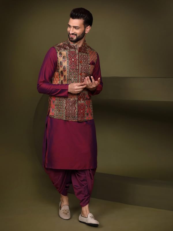 Image of KISAH Kurta Pajama Set for Men with Modi Jacket - Ethnic Kurta for Man | Wedding Dress Set & Traditional Outfit