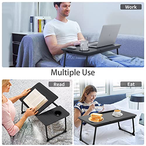 Miirr Foldable Lap Desks For Laptop, 23.6 Inch Laptop Tray Table, Portable Bed Tray Table, Laptop Desk For Working, Writing And Eating (Black-Adjustable) #TOP5