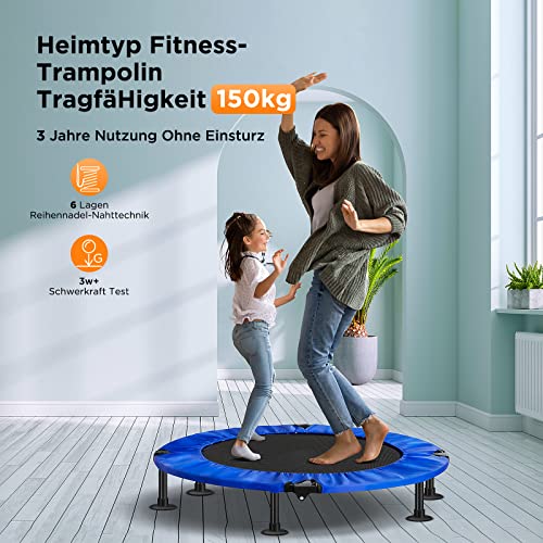 Fitness Trampolin Klappbar | Mini Trampolin für Erwachsene mit Wasserdichtem, Antibakteriellem PP-Pad,6 Große Saugnäpfe… – Bild 5