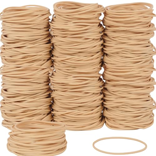 Foshine Rubber Bands Size #19, 400Pcs Approximately 0.45lb Elastic Band Beige Small Rubber Band Home Office Supplies(3-1/2