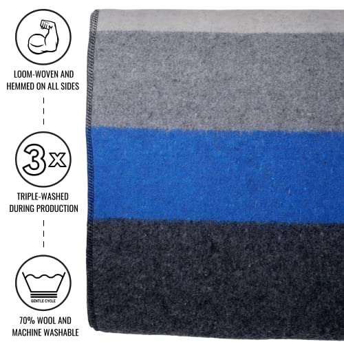 Image of Arcturus Rainier Wool Blanket - Warm, Heavy, Washable, Bed Blanket | Great for Home & Camping (Lake Washington, King)