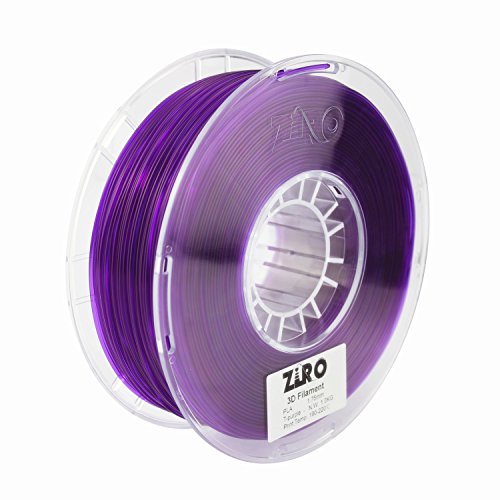 Filamento para impresora 3D Ziro, PLA, 1,75 kg, precisión dimensional +/- 0,05 mm. Color morado translúcido.