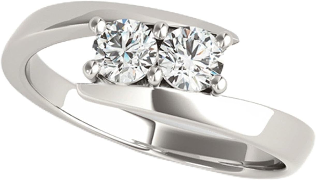 14k Gold Round-Cut Two-Stone Diamond Ring (1/2 cttw, H-I, SI1-SI2) Size 4-9