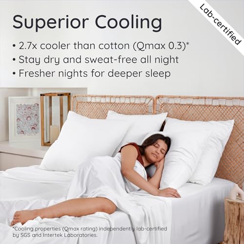 Bambaw King Sheets Set 4pcs – 100% Viscose Derived from Bamboo Sheets King Size Deep Pocket, Fits Up to 16'', Luxury Bedding, Super Soft Sheets King Size, Cooling Sheets King Size (White) - Image 4