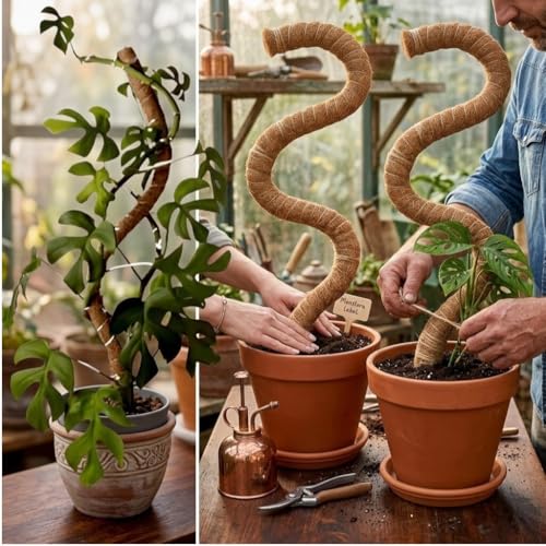 Image of Garden Art 90cm Tall Bendable Moss Stick /Coir Pole for Plants Monstera, Coco Coir Moss Poles for Climbing Plants | Plant Support Extension to Grow Upwards GABCP-90 (90 cm Pack of 1)