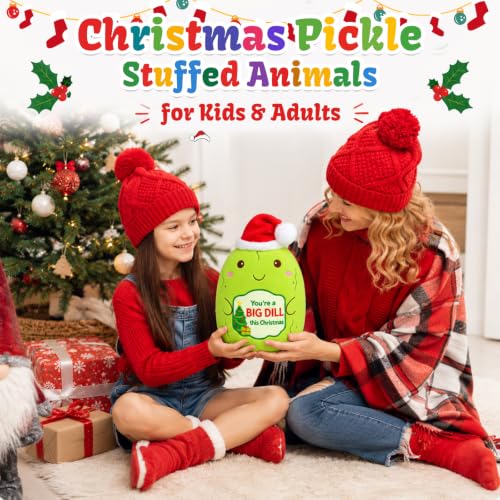 Image of Christmas Stuffed Animals - Pickle Plush with Santa Hat