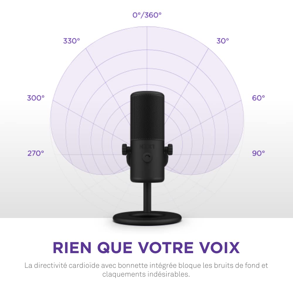 NZXT Capsule Mini Microphone USB – AP-WMMIC-B1 - Haute résolution – Directivité cardioïde – Idéal pour Le Streaming, la création de Contenu et la Diffusion de podcasts – Noir