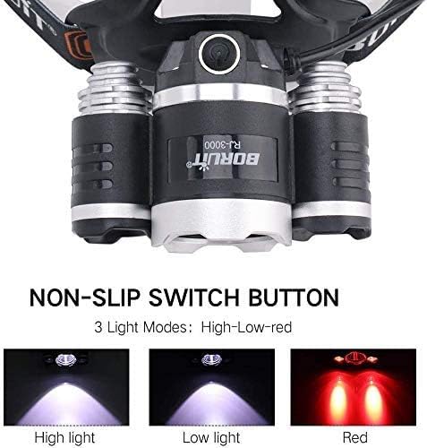 LED Headlamp - Ultra Bright 5000 Lumens, 3 Lighting Modes, White & Red Hunting Headlamps, IPX5 Waterproof, USB Rechargeable Head Lamp Perfect for Beekeeping, Fishing, Camping, Hiking