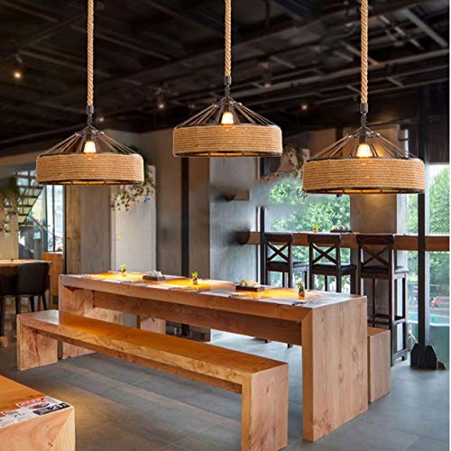 Iron art drop light rétro en chanvre avec tête d'éclairage orientable