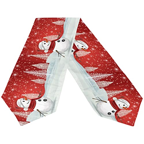 Naanle Double Sided Christmas Snowman Snowflake Tree Long Polyester Table Runner 13 X 90 Inches, Christmas Holiday Table Cloth Cover Placemats For Kitchen Dinning Living Wedding Party Decor #TOP5