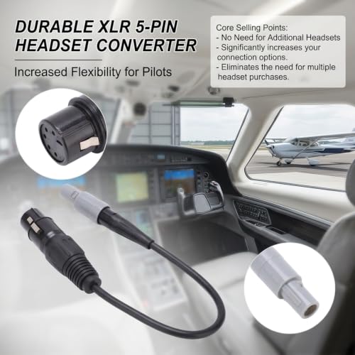 Adaptador para audífonos de aviación con conector hembra 6pin a 5pin XLR miniatura 5