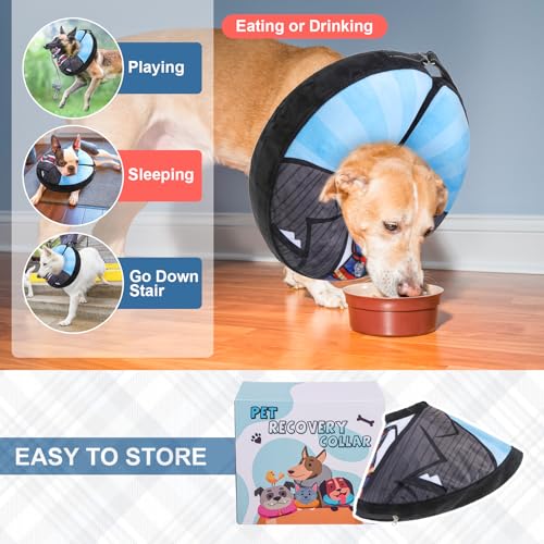 Image of BEAUTYZOO Dog Cone Alternative After Surgery for Large Medium Small Dogs, Soft Inflatable Cone Collar for Dogs Cats, Dog Neck Donut E Collar Pet Recovery Collars to Stop Licking,Black XL