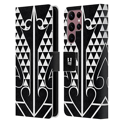 Coque Samsung Galaxy S22 Ultra 5G étui portefeuille cuir Tatouage Samoan