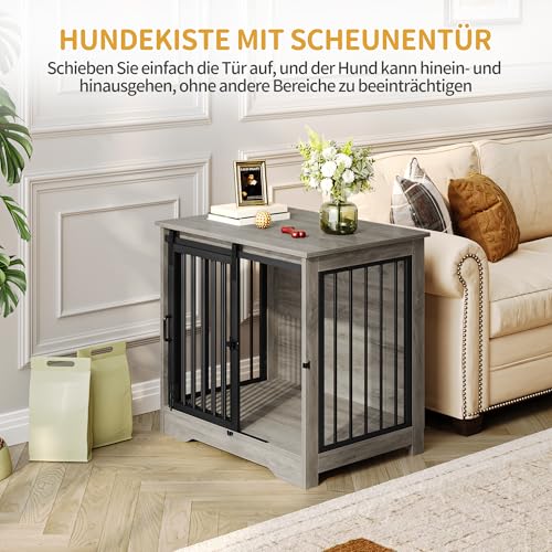 Hzuaneri Hundekäfig Möbel, 69 cm Hundebox, 2 Türen, Moderne Hundekäfig Indoor für kleine/mittlere/große Hunde, Beistelltisch, Hundebox für Zuhause 69 × 49 × 64,5 cm, Hell Elfenbein DFC84305B