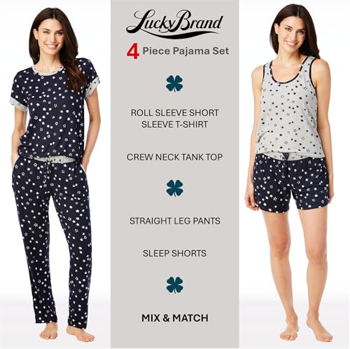 Image of Lucky Brand Women's Pajama Set - 4 Piece Sleep Shirt, Tank Top, Pajama Pants, Lounge Shorts (S-XL)