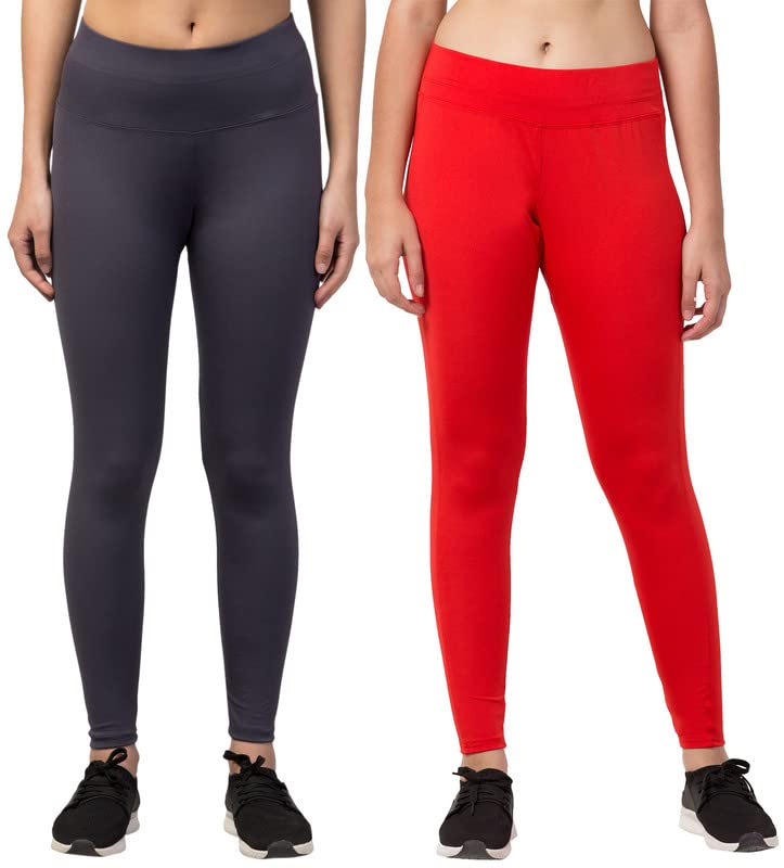 Image of BLUECON Gym wear Leggings Ankle Length Workout Pants | Stretchable Tights | Mid Waist Sports Fitness Yoga Track Pants for Girls & Women (Pack of 2)