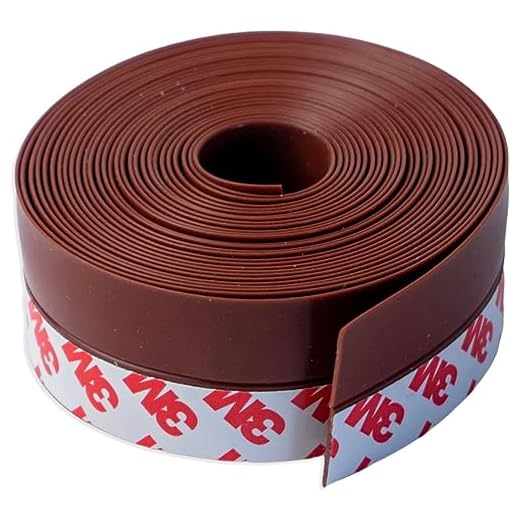 Burlete de puerta con adhesivo 3M Premium, longitud 5 metros, puerta blindada de entrada, aislante térmico, puertas y ventanas, protección fría, protección de sonido (Marrón)