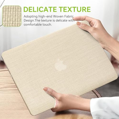 Image of ZORBES Compatible with MacBook Air 13, 13.6-inch Display, Textured Beige Cutout PC Laptop Case, Protective Anti-Scratch Snap-on Laptop Shell Cover for A3240 A2681 A3113