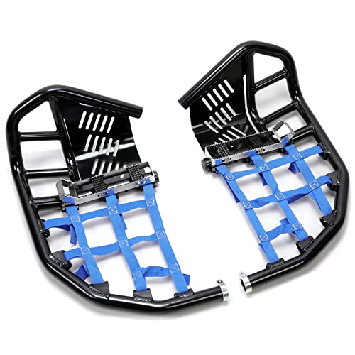 HECASA Nerf Bars Foot Pegs Heel Guards Compatible with All Years Honda TRX 450R 450ER (Black Nerfs + Blue Nets) by HECASA - Image 8