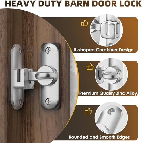 CHAOTEMAI Pestillo Puerta Corredera con 4 Tornillo Cerradura Pestillo para Puerta 90/180 Grados Pestillos para Puertas Cierre Cerrojo Puertas Interior para Cuartos Baño Correderas Habitaciones (Plata) - imagen 3