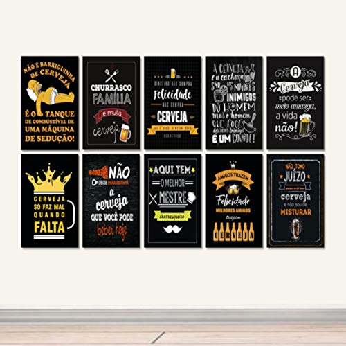 Kit 10 Placas Cantinho do Churrasco Homer Bebida Bar Vintage Cerveja Mestre Churrasqueiro MDF 3mm