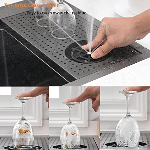 23 Inch Black Undermount Bar Sink With Glass Rinser-Bokaiya 23X14 Matte Black Stainless Steel Undermount Workstation Sink Bar Prep Sink 16 Gauge Single Bowl Undermount Kitchen Sink With Cup Washer #TOP7