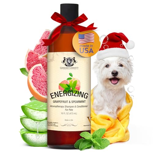 Dog Shampoo and Conditioner Energizing Grapefruit & Spearmint 16 Oz Dog Shampoo Itchy Skin Relief Aromatherapy Dog Shampoo for Smelly Dogs with Aloe Vera & Oatmeal Shampoo for Dogs by Gerrard Larriett