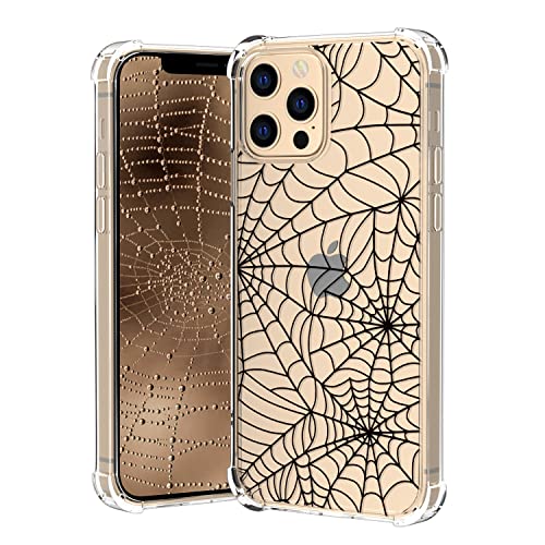 YESPURE Cute Halloween Case for iPhone 13 Pro Max,Black Spider Web Halloween Designed Clear Soft TPU Anti-Fall Shockproof Bumper Protective Phone Cover for iPhone 13 Pro Max - Spider Web