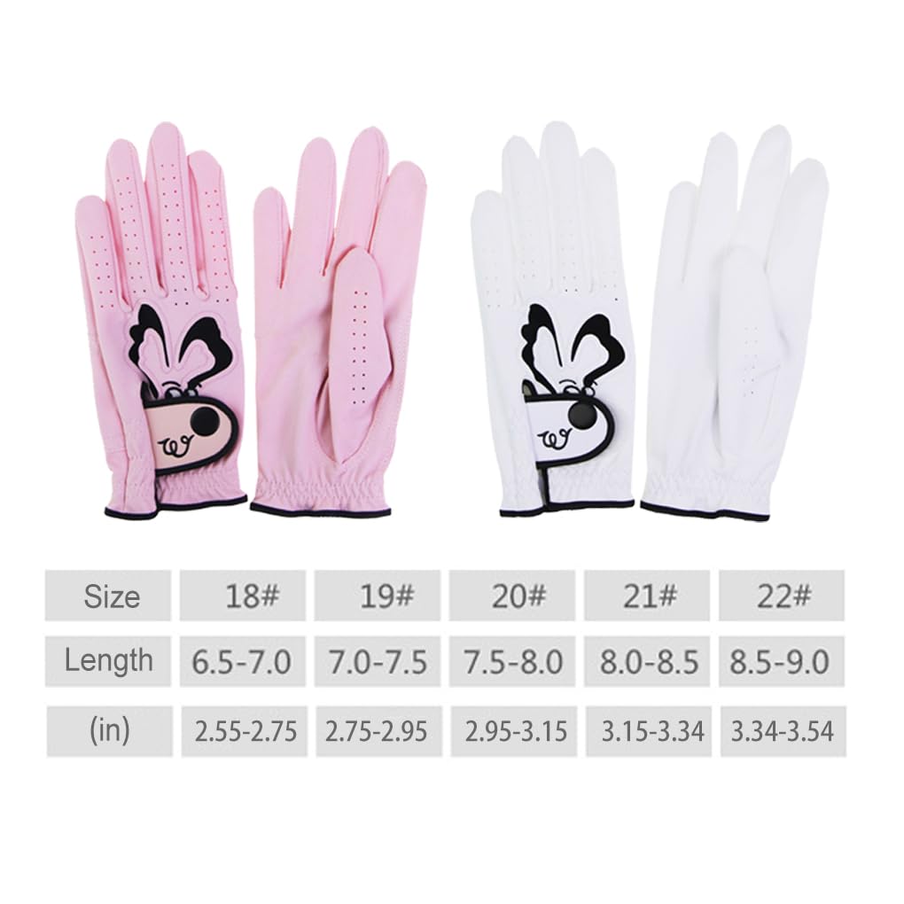 1 Paar Cartoon-Golfhandschuhe, atmungsaktive Golfhandschuhe, tragbar, verdickte Fäustlinge, Hand für Outdoor-Platz, Fitnessstudio, Rosa, Größe 20