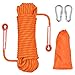 Knowing 20M * 10MM Cuerda Escalada al Aire Libre, Cuerda Escalada Cuerda Servicio Pesado, con 2 Mosquetón, para Usos al Aire Libre Supervivencia Emergencia, Camping Rescate Incendios (Naranja)