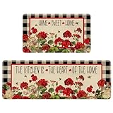 Xsinufn Juego de 2 alfombras y tapetes de cocina de granja de primavera y verano, 18 x 48 pulgadas