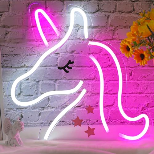 XIYUNTE Unicorn Neon Sign - USB Powered Neon Lights for Girls Room Decor, Pink Unicorn Led Signs for Bedroom, Wall, Party, Kids Room Decoration, Christmas Birthday Gifts