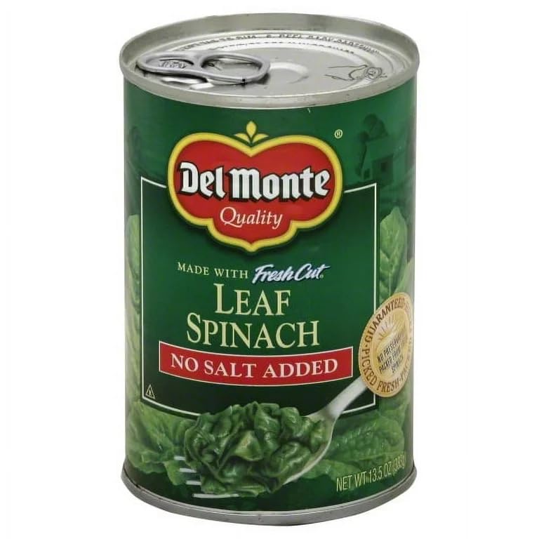 Del Monte No Salt Added Leaf Spinach 13.5oz Can (Pack of 12)