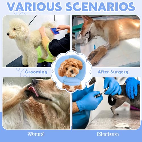 Image of HOMBYS Soft Dog Cone Collar for Dogs After Surgery, Adjustable Dog Cat Recovery Cone Collar for Large Medium Small Dogs and Cats to Stop Liking, Breathable Elizabethan Collar, (L)